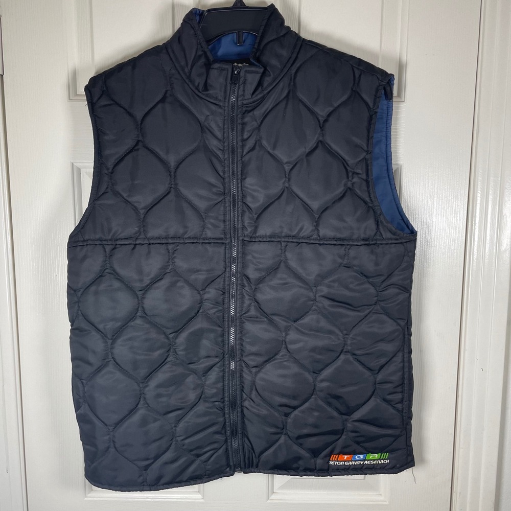Teton‎ Gravity Research Quilted Insulated Zip Vest Mens L Black Vintage Made USA - Picture 2 of 6